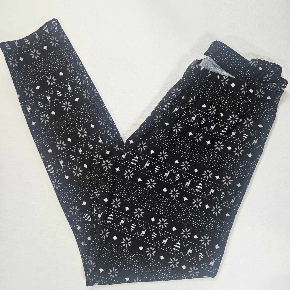 Christmas Leggings Womens‎ Medium Black White Celebrate Together Holiday Party
